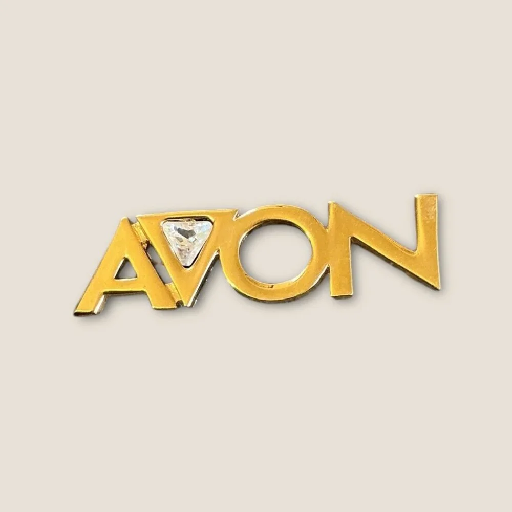 Avon Representative Gold Tone Rhinestone Brooch Pin - Picture 2 of 5